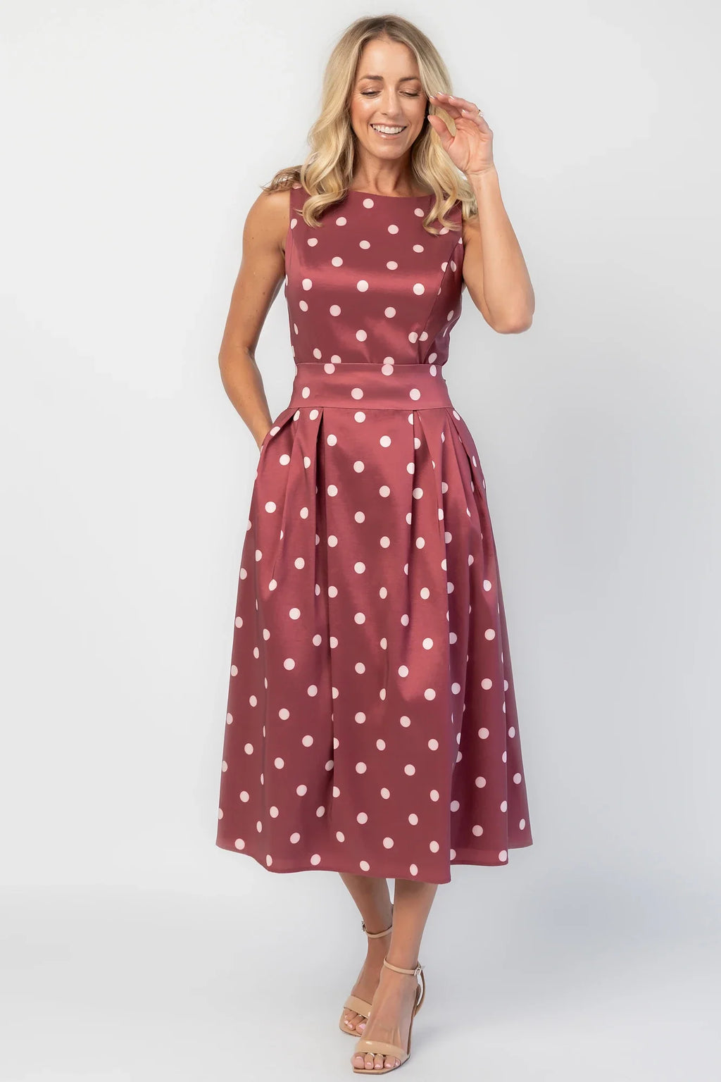 Chiara Midi Dress | Wine + Pink Dot