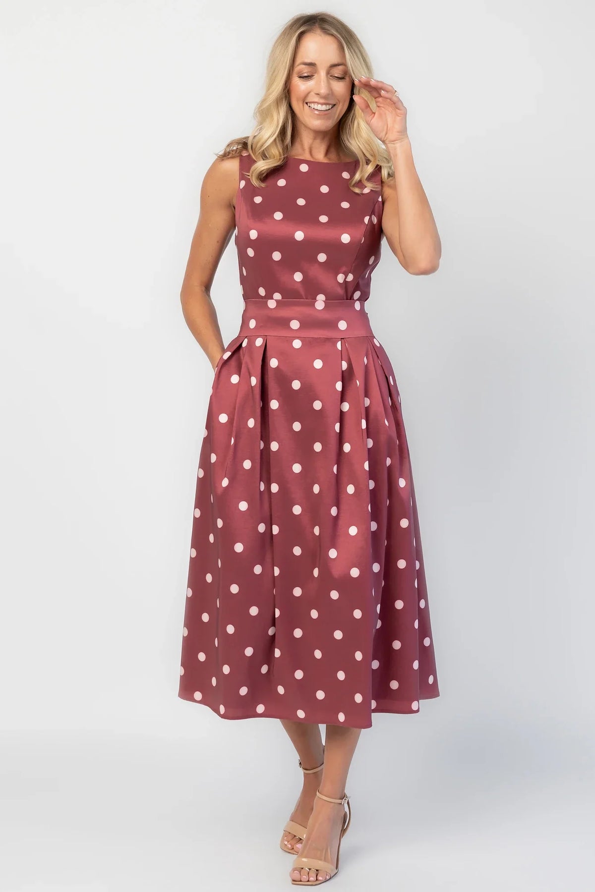 Chiara Midi Dress | Wine + Pink Dot