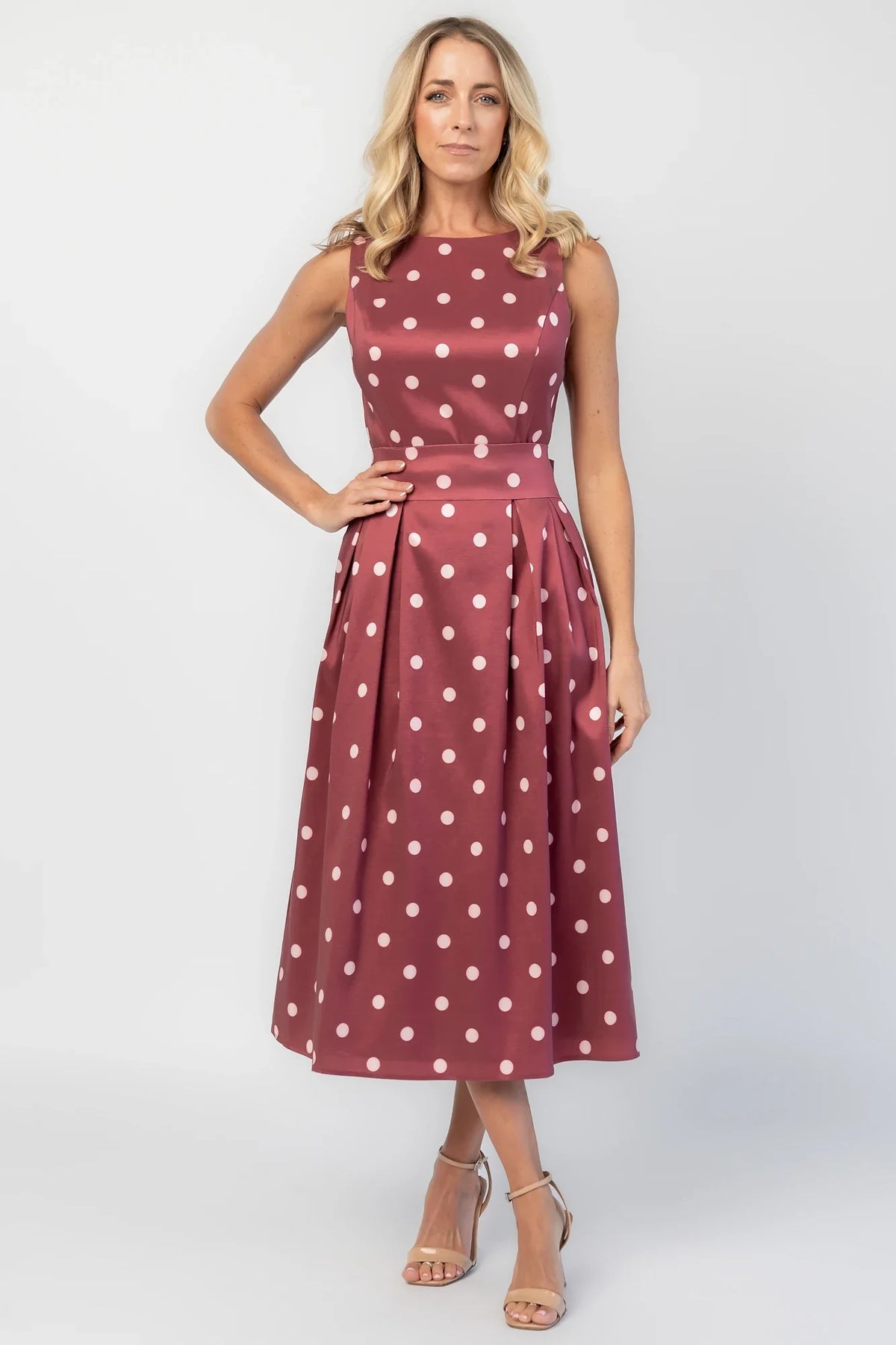 Chiara Midi Dress | Wine + Pink Dot Main image
