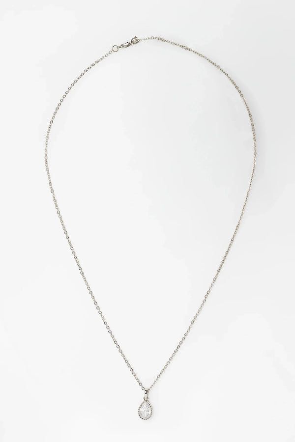 Christy Teardrop Pendant Necklace | Silver