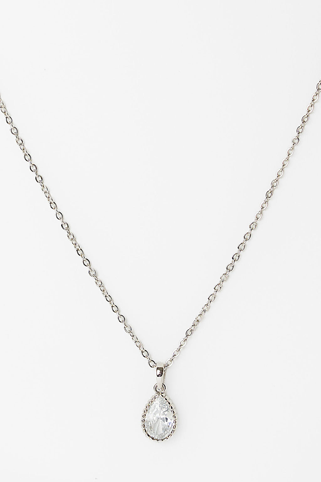 Christy Teardrop Pendant Necklace | Silver
