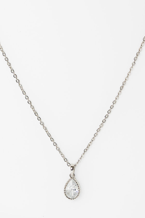 Christy Teardrop Pendant Necklace | Silver