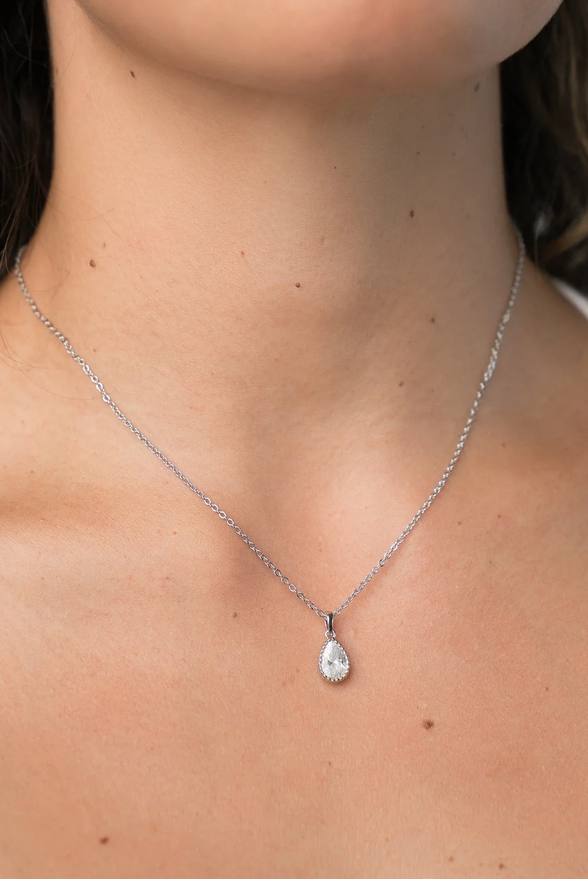 Christy Teardrop Pendant Necklace | Silver Main image