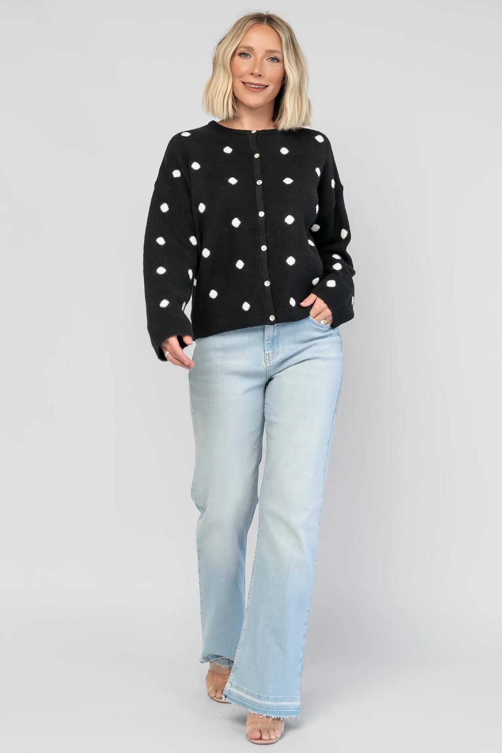 Cinder Cardigan | Black + White Dot