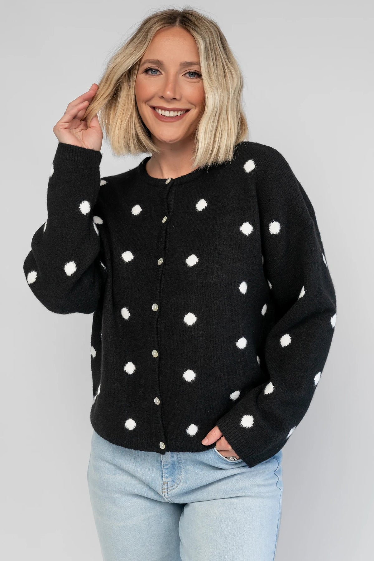 Cinder Cardigan | Black + White Dot Main image