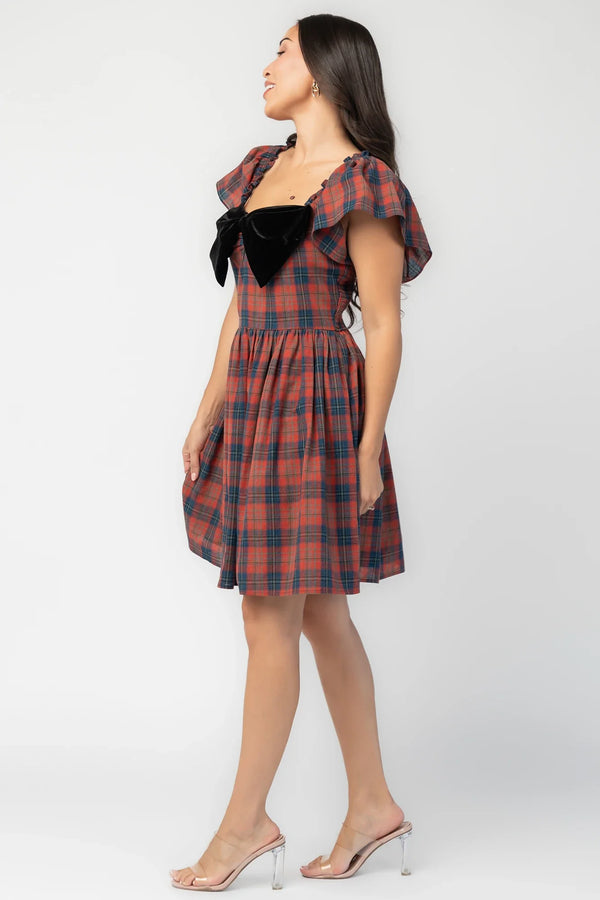 Claudine Short Dress | Plaid Multi