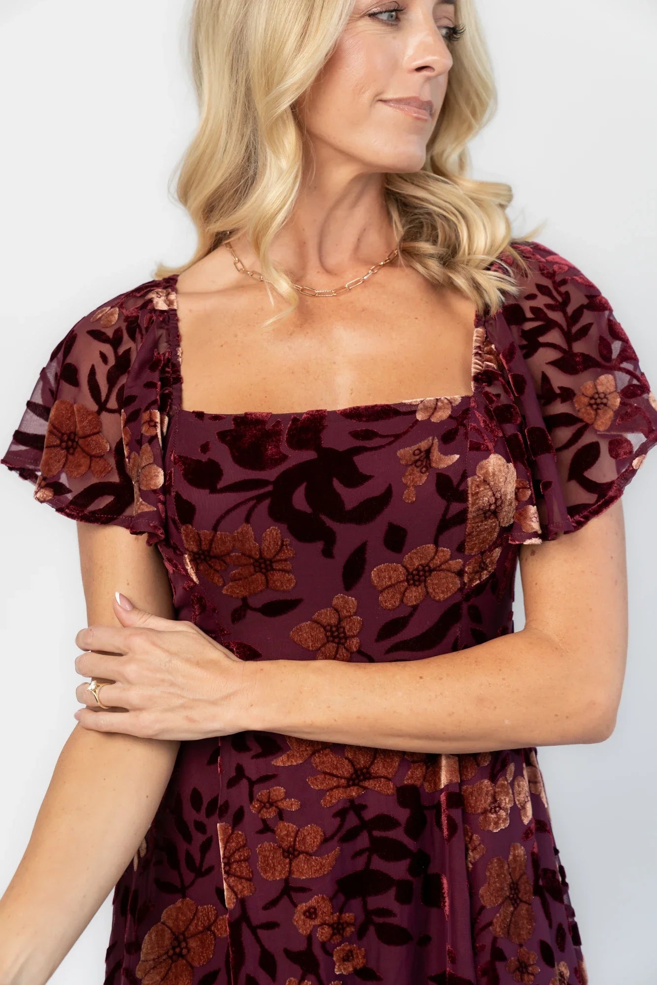 Clio Maxi Dress | Mulberry + Gold Floral Secondary image