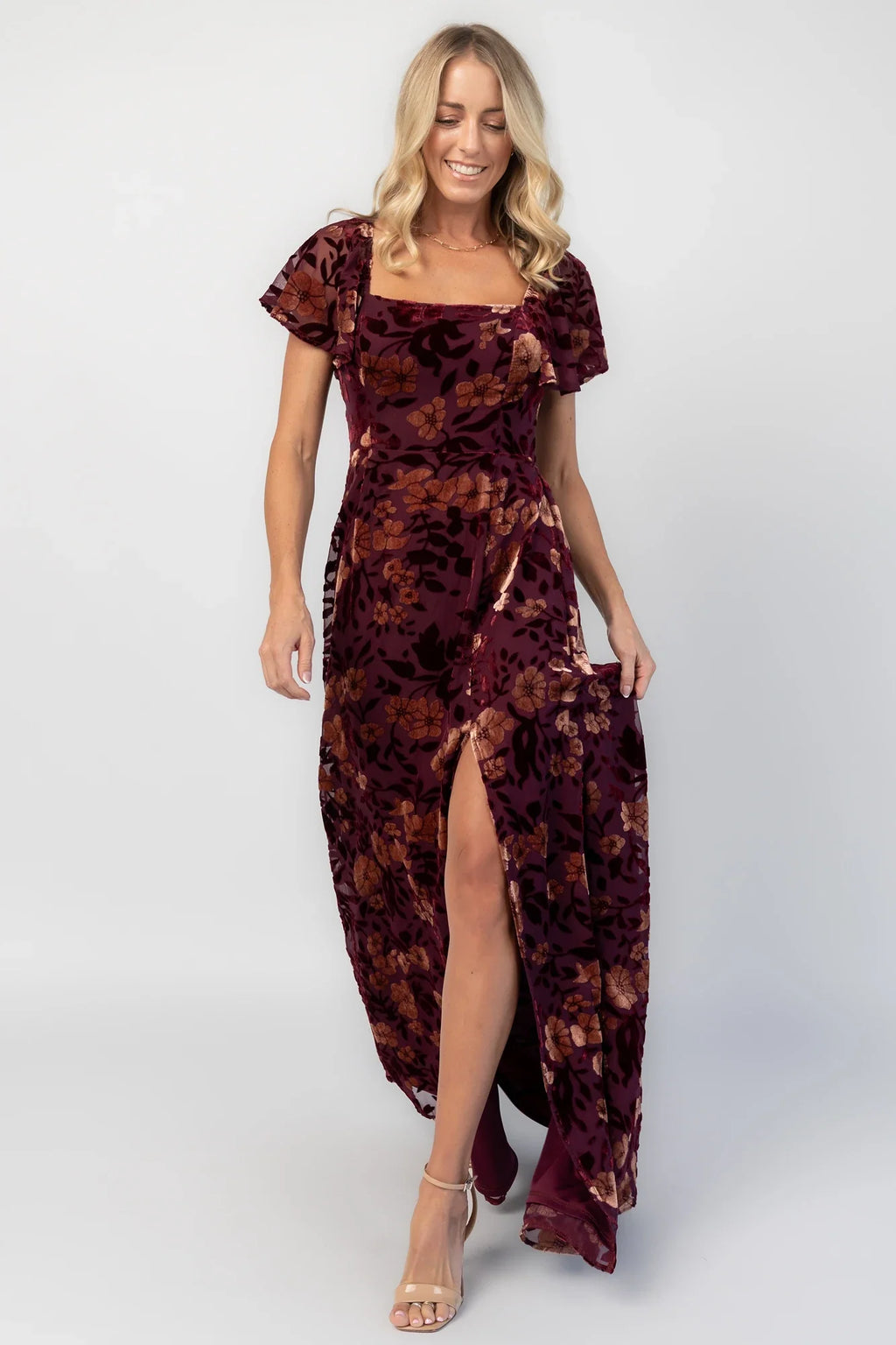 Clio Maxi Dress | Mulberry + Gold Floral