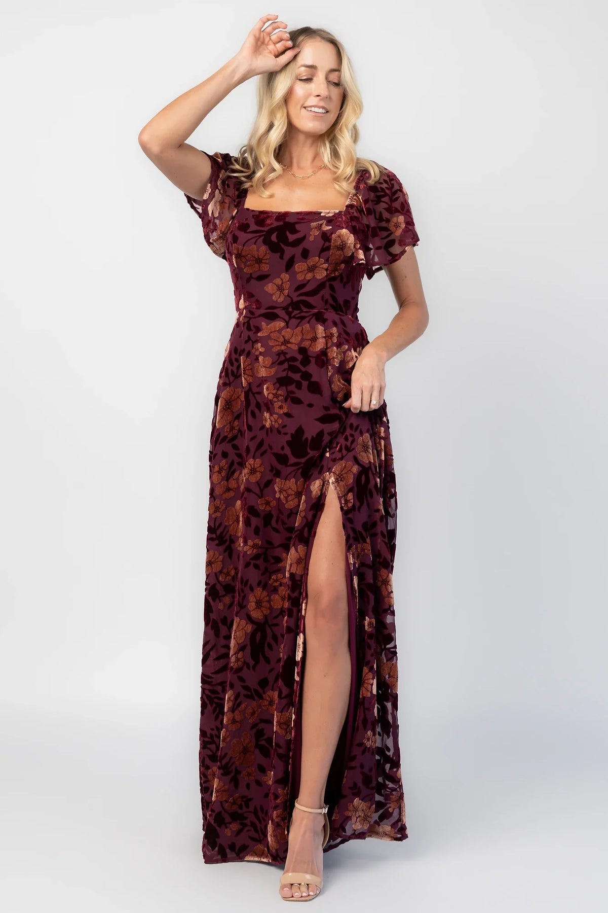 Clio Maxi Dress | Mulberry + Gold Floral