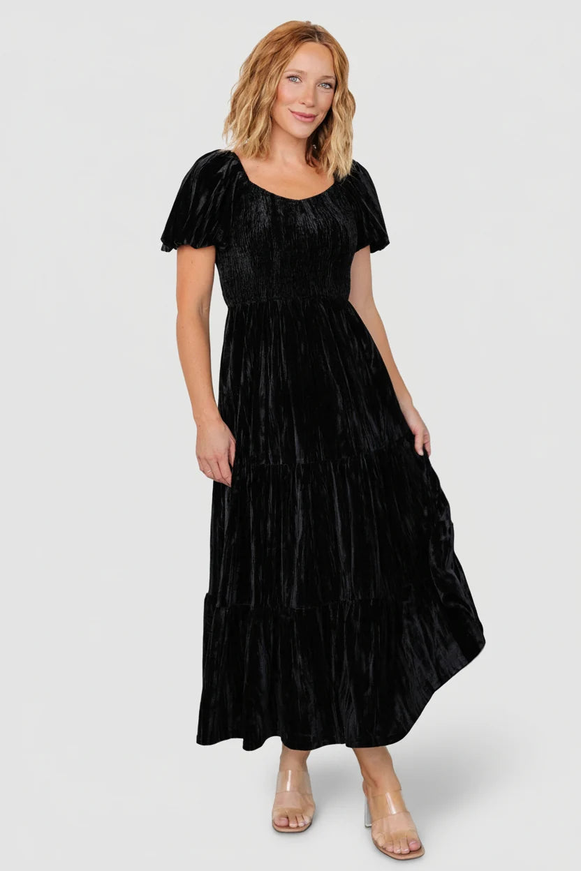 Colleen Velvet Maxi Dress | Black Main image