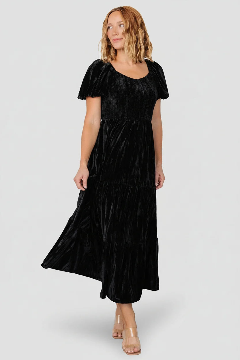 Colleen Velvet Maxi Dress | Black
