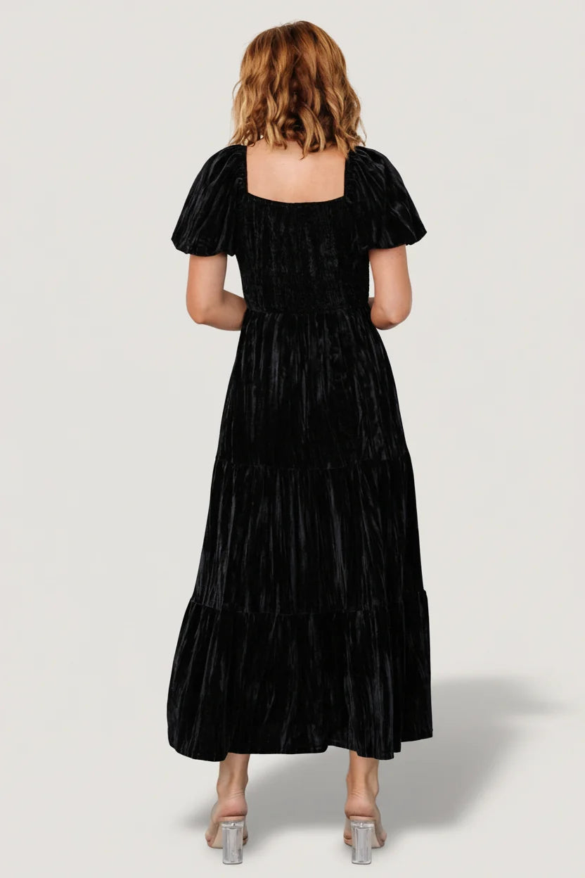 Colleen Velvet Maxi Dress | Black