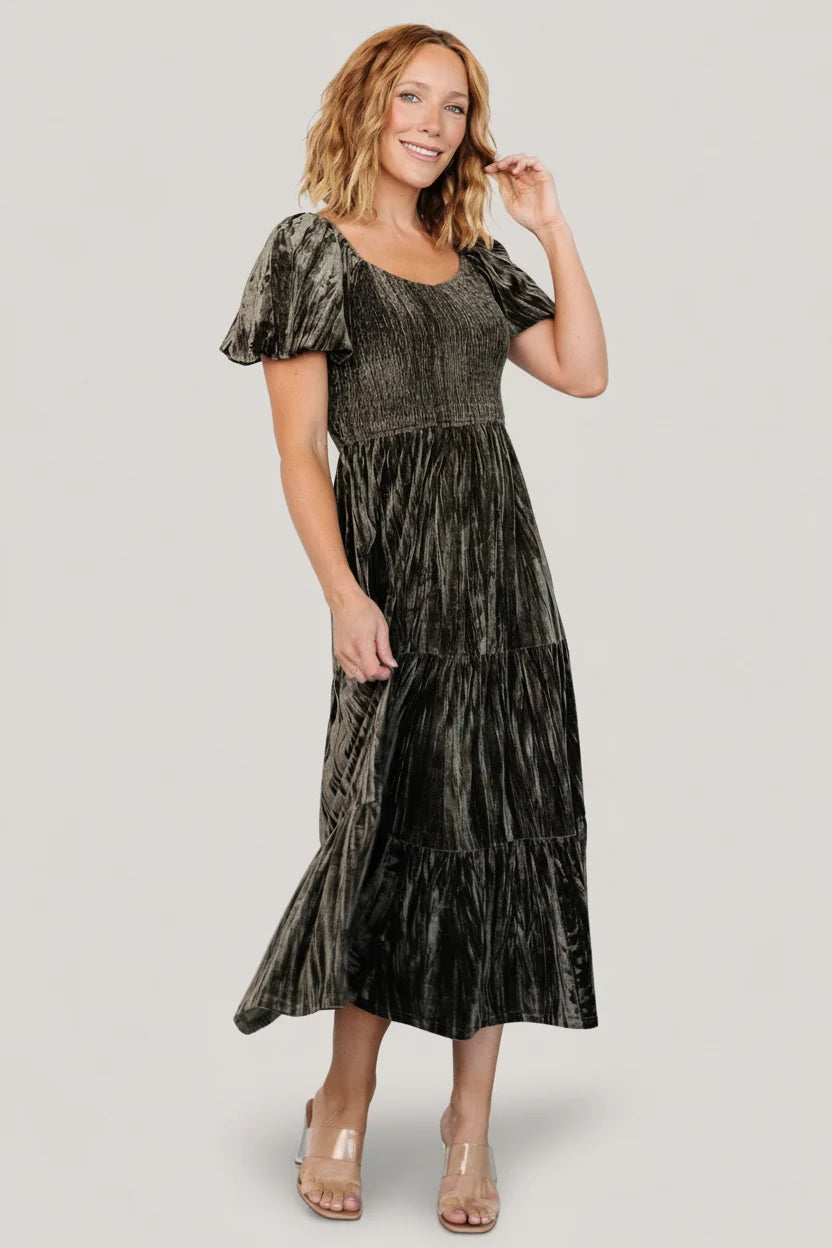 Colleen Velvet Maxi Dress | Olive Main image