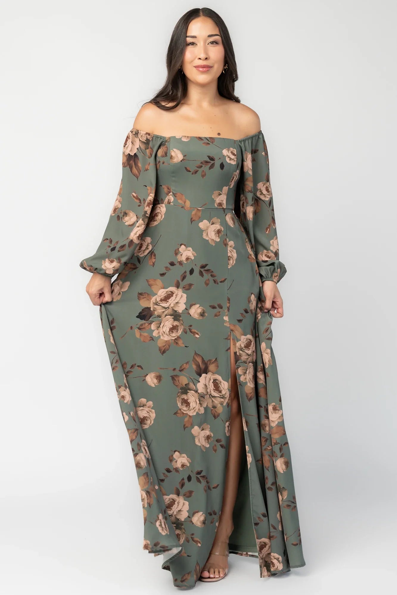 Cordelia Off Shoulder Maxi Dress | Dark Teal Floral Secondary image