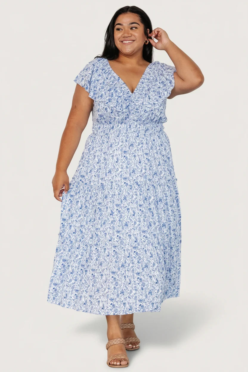 Crete Midi Dress | Blue + White Secondary image