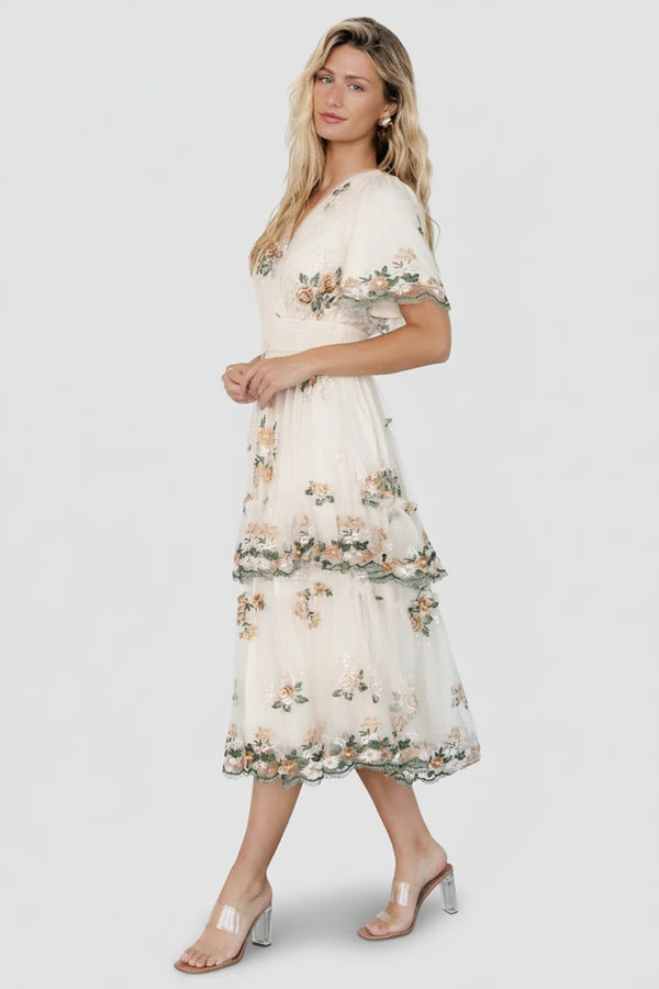 Cynthia Midi Dress | Cream Floral