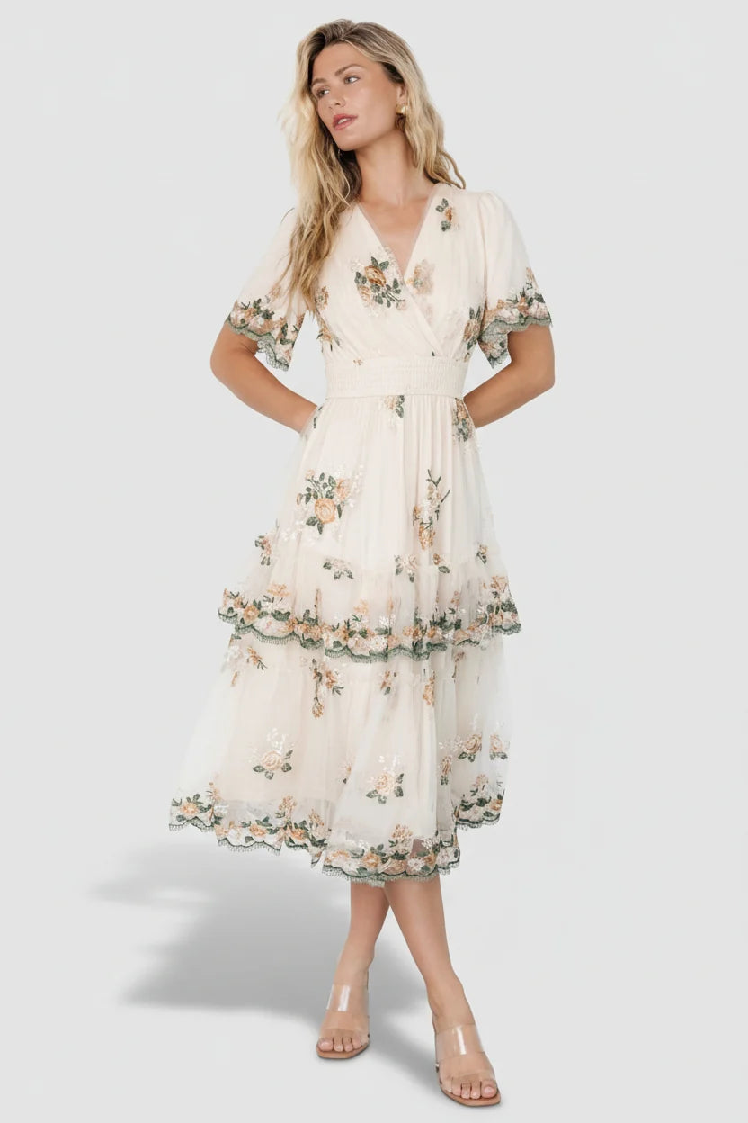 Cynthia Midi Dress | Cream Floral Main image