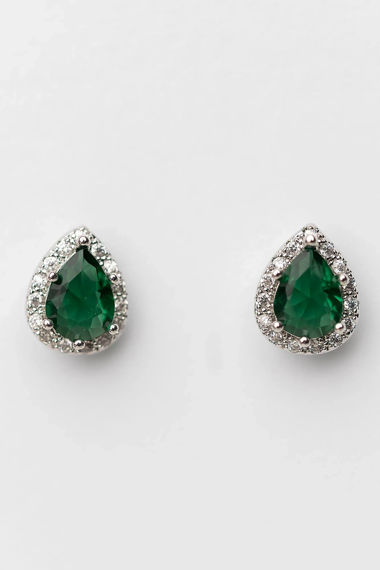 Dacia Pear Cut Stud Earrings | Emerald Secondary image