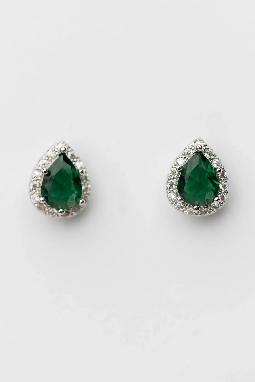 Dacia Pear Cut Stud Earrings | Emerald