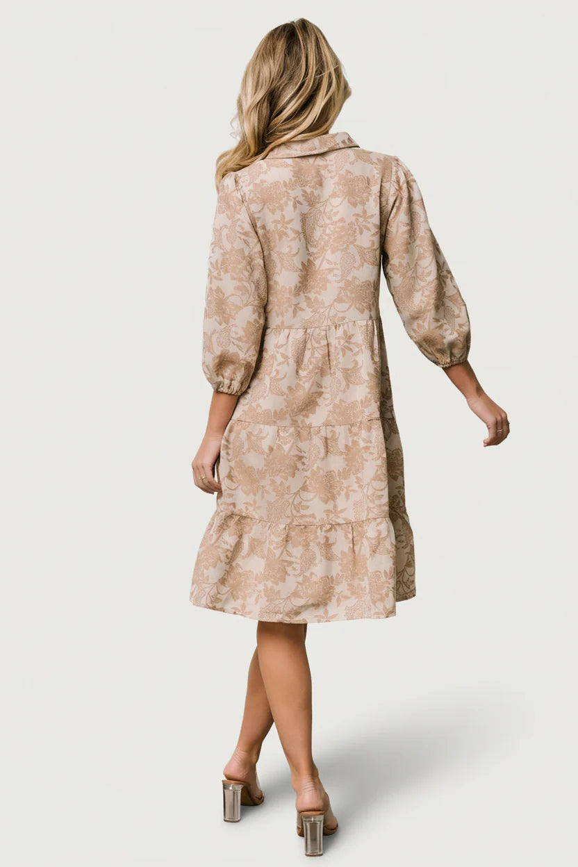 Dakota Babydoll Dress | Taupe Print