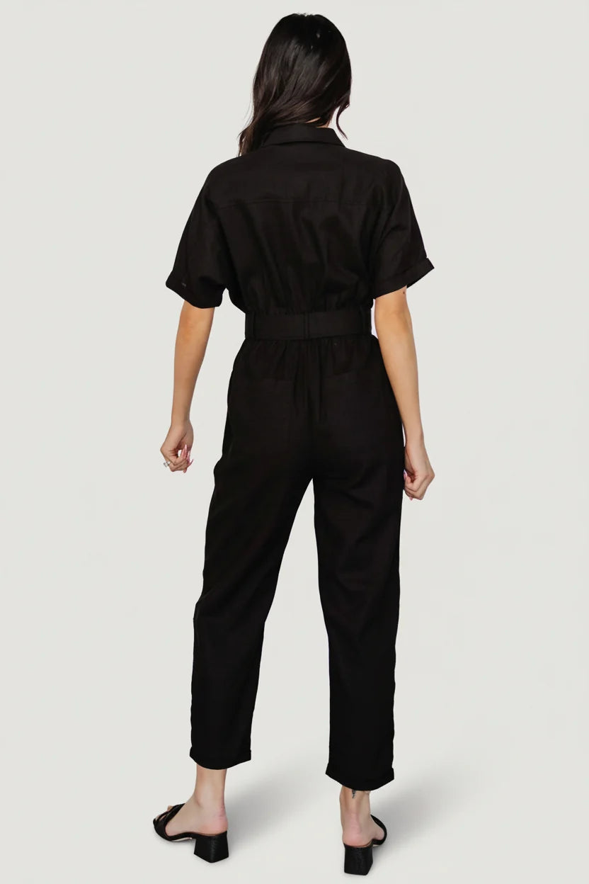 Dallas Button Up Jumpsuit | Black