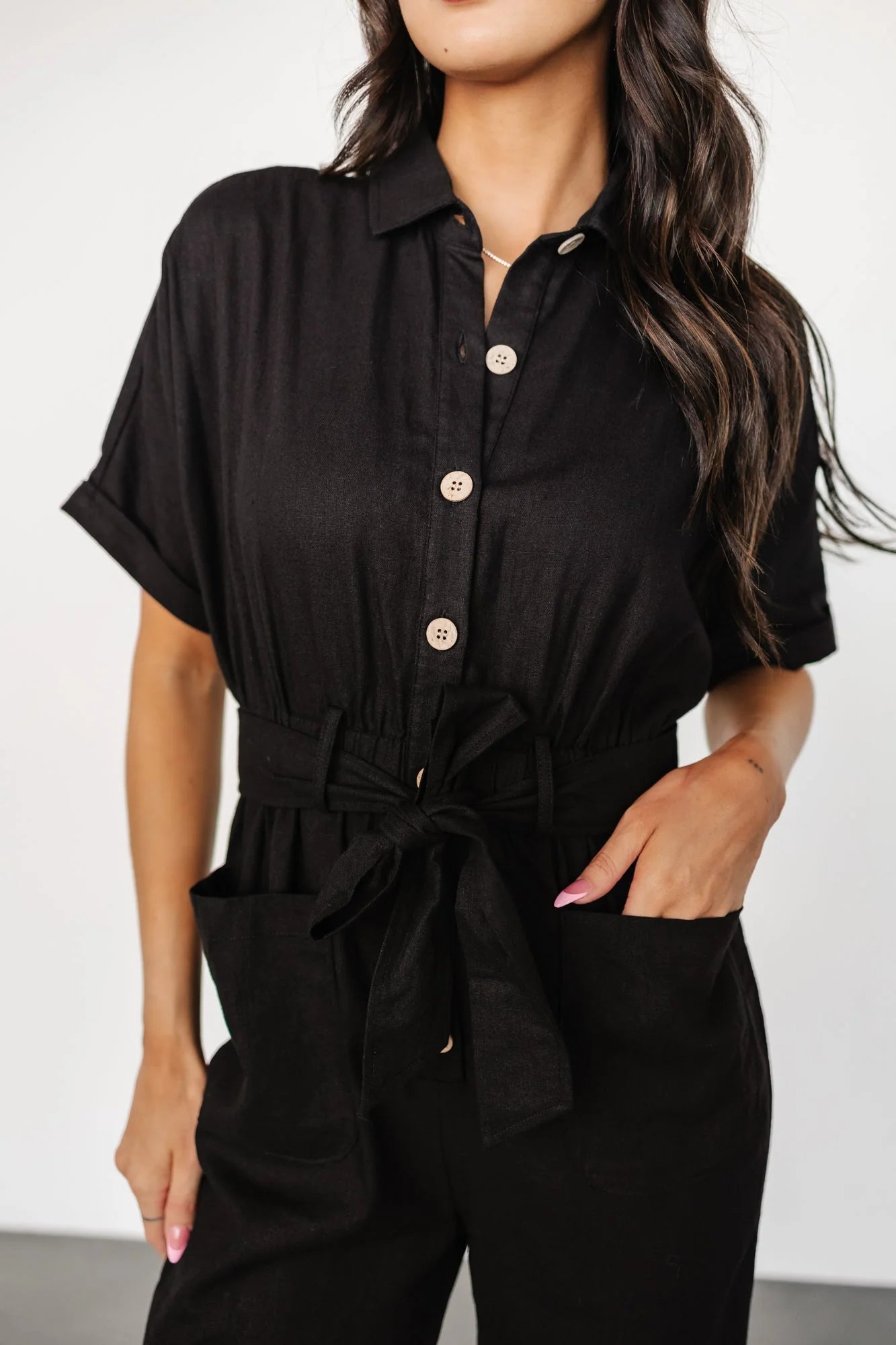 Dallas Button Up Jumpsuit | Black Secondary image
