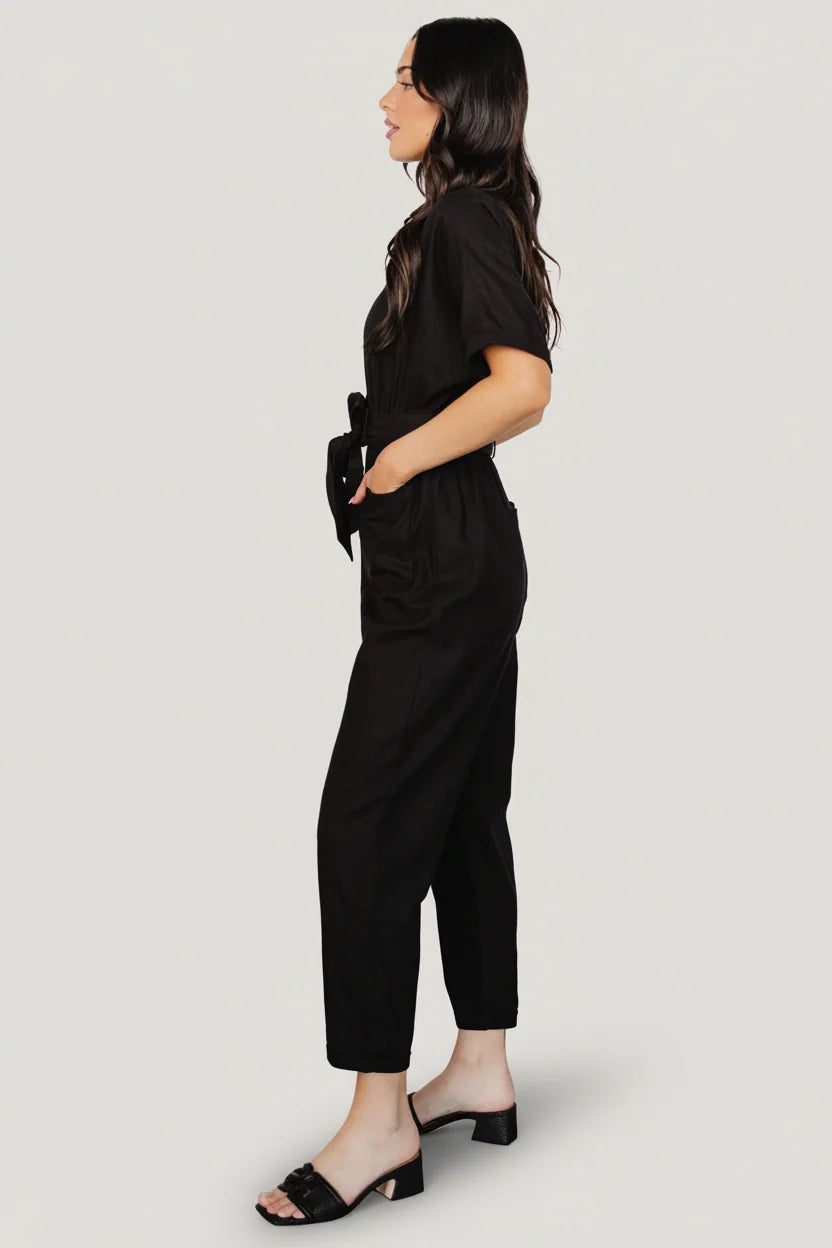Dallas Button Up Jumpsuit | Black