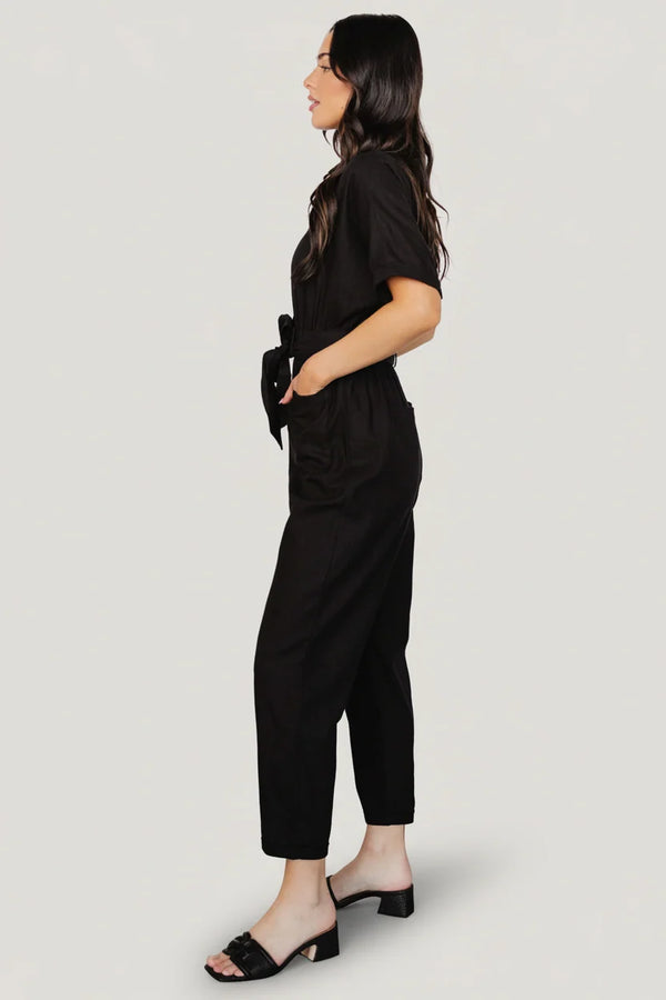 Dallas Button Up Jumpsuit | Black