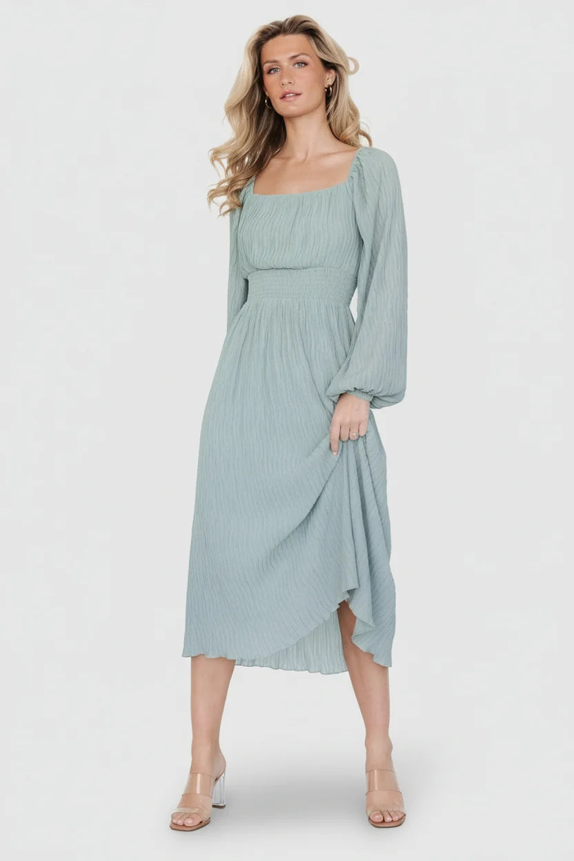 Dalton Pleated Midi Dress | Light Sage Main image