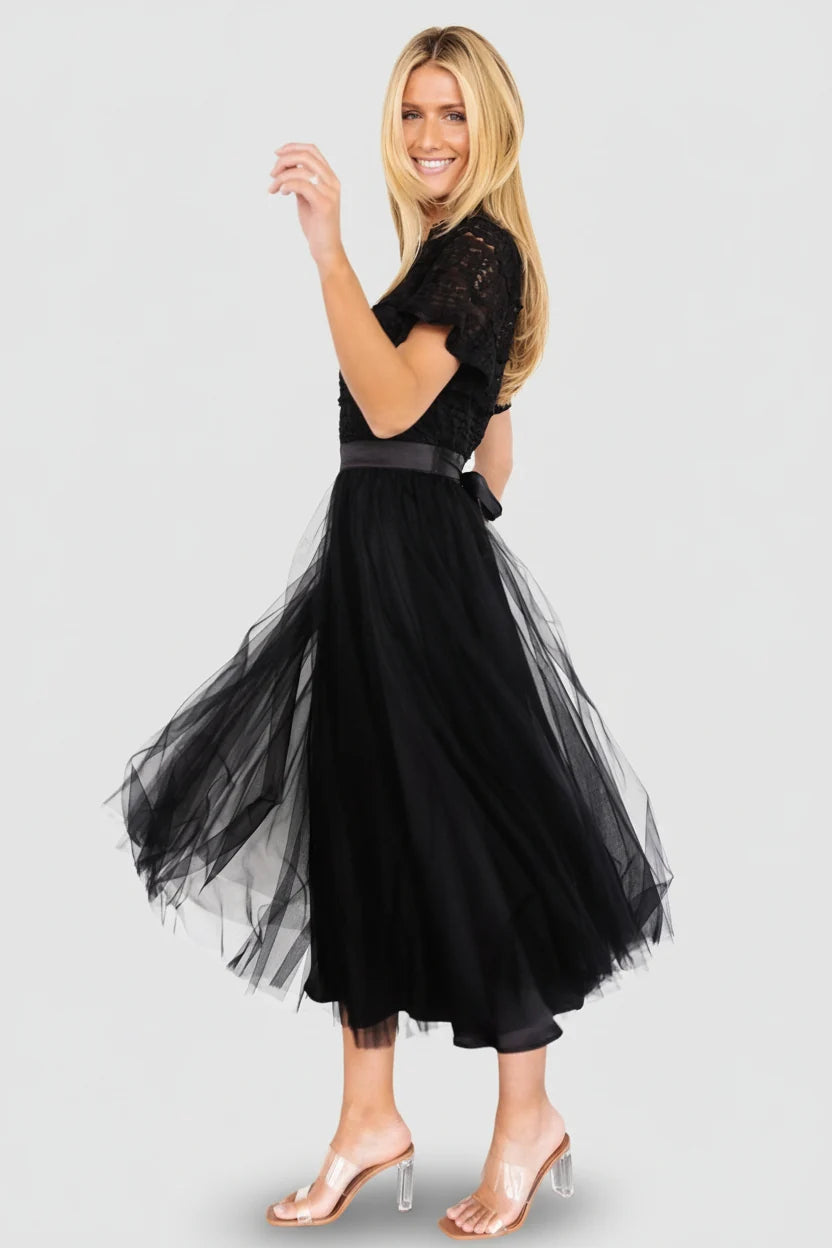 Darcy Tulle Midi Dress | Black Secondary image