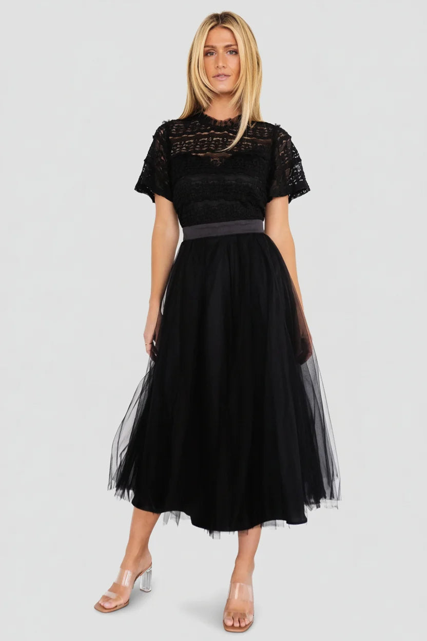 Darcy Tulle Midi Dress | Black Main image
