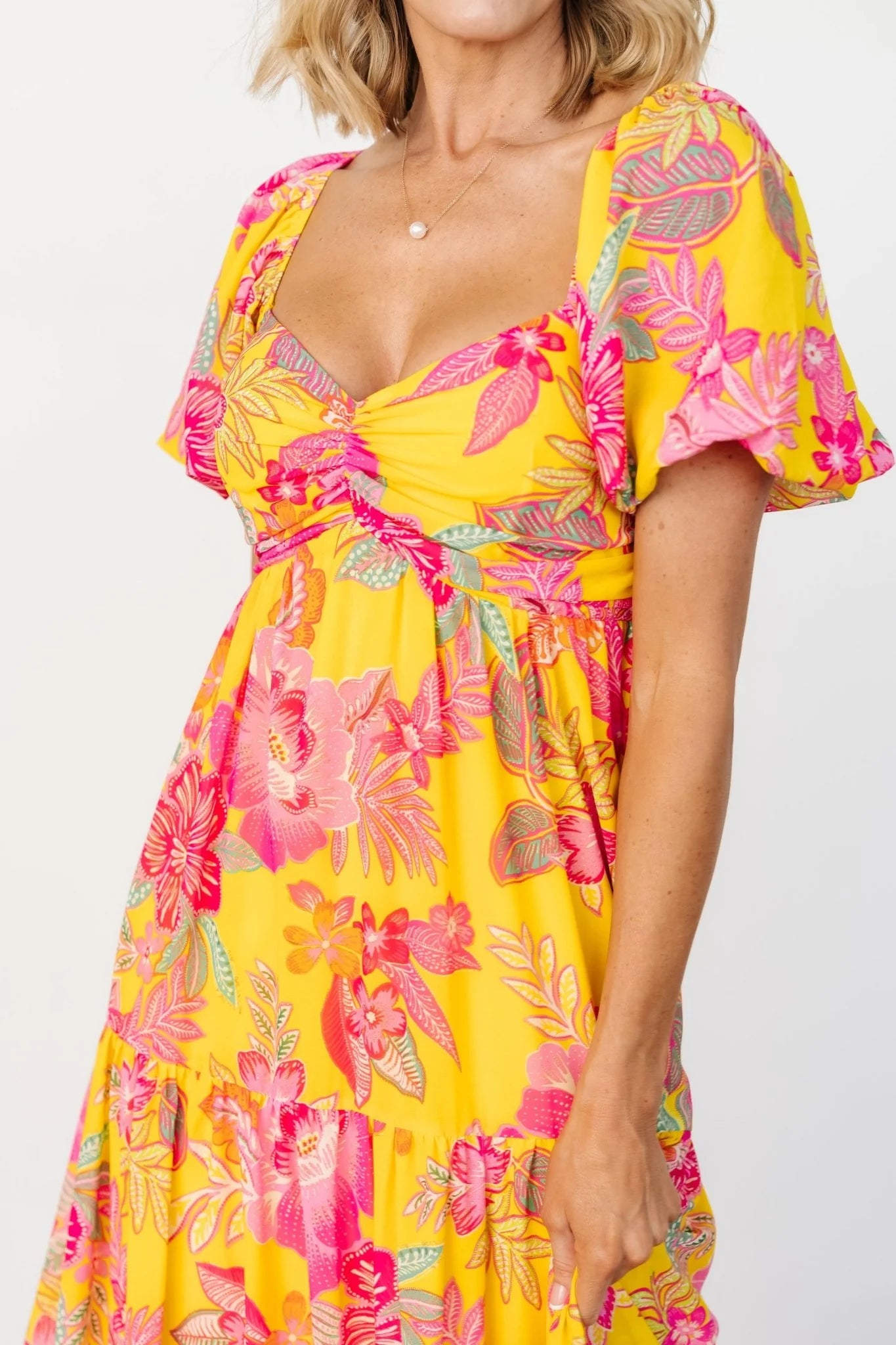 Darla Maxi Dress | Yellow + Pink Floral Secondary image