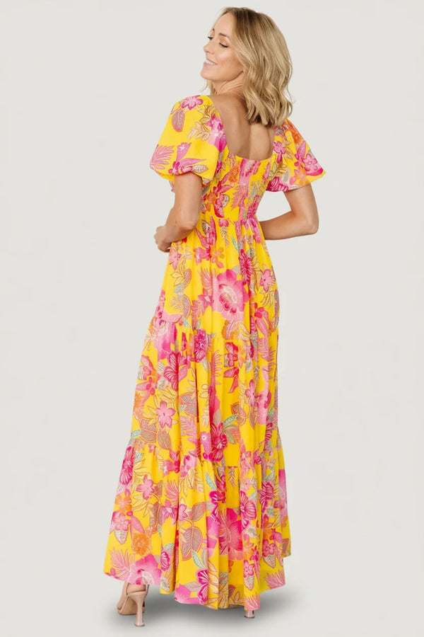 Darla Maxi Dress | Yellow + Pink Floral