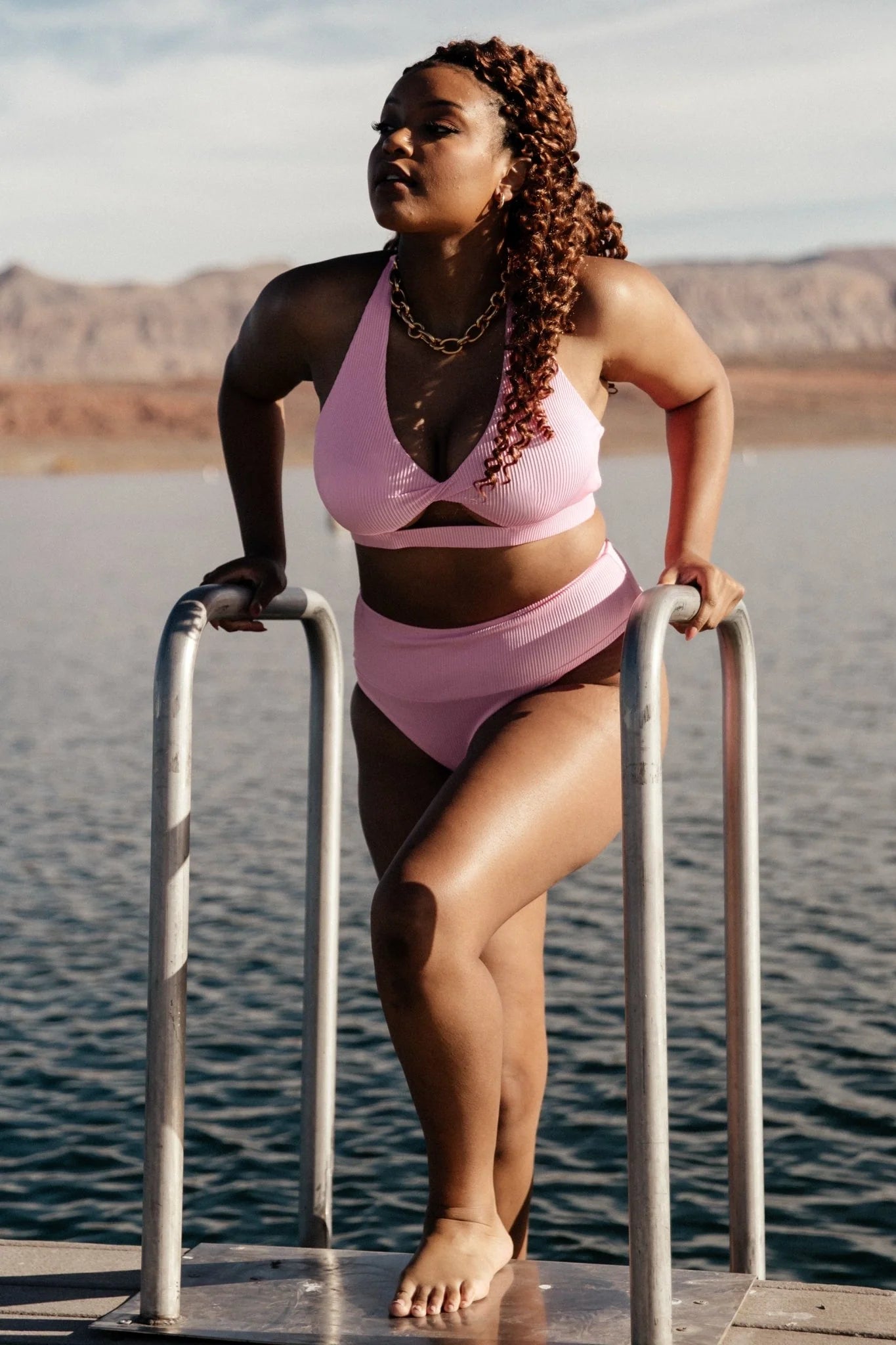 Del Mar Ribbed Bikini Bottom | Pink Secondary image