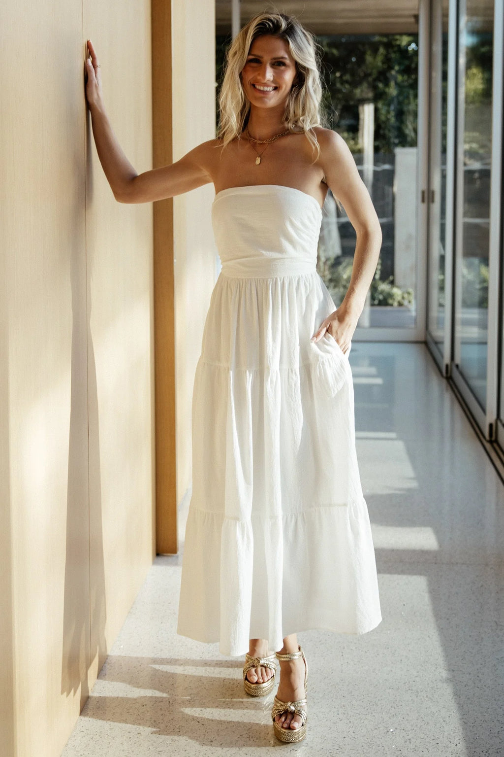 Delray Strapless Dress | Off White