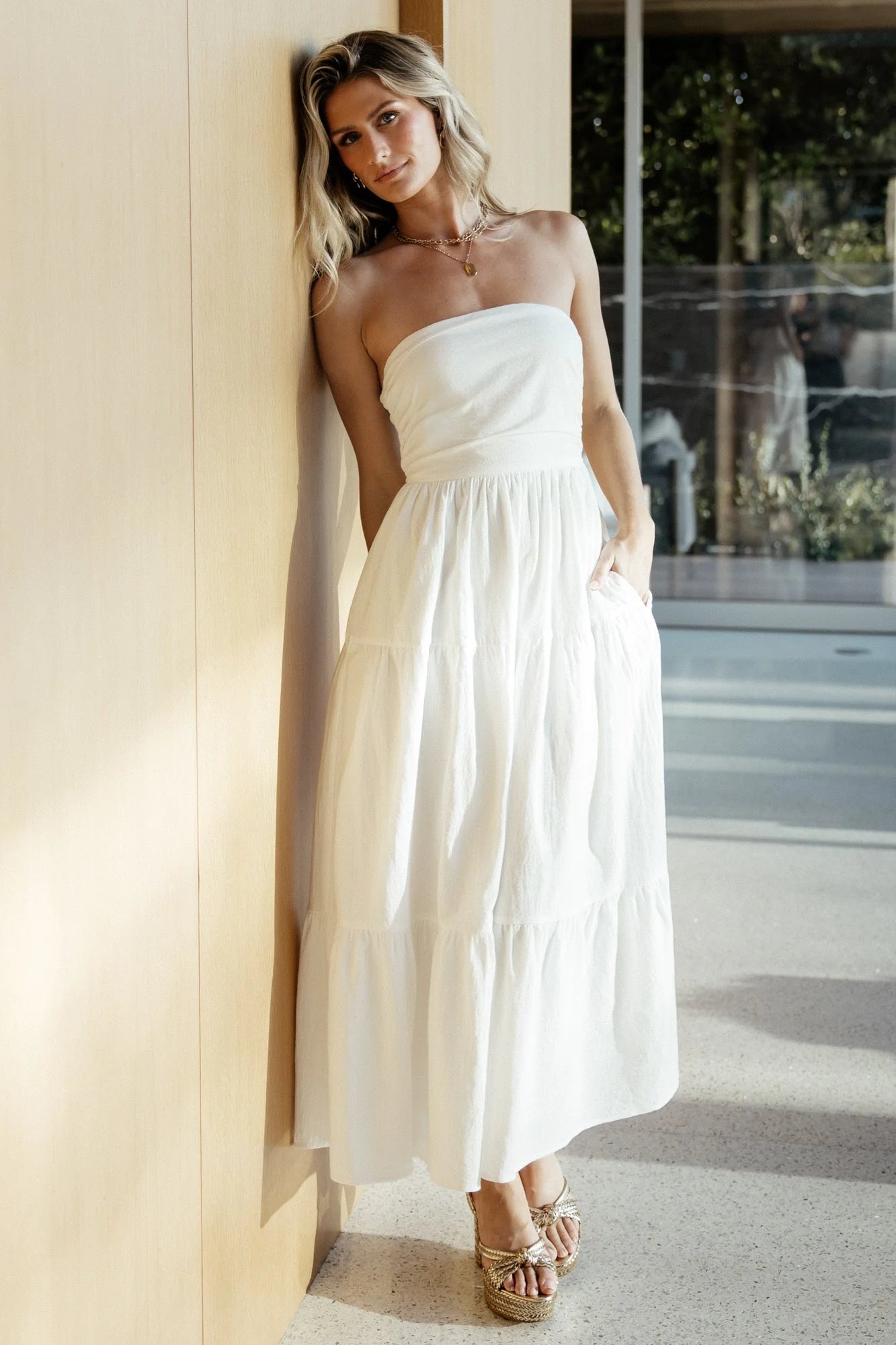 Delray Strapless Dress | Off White Secondary image