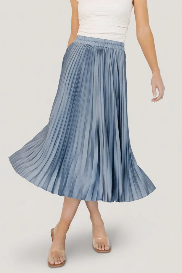 Demetria Pleated Midi Skirt | Steel Blue Main image
