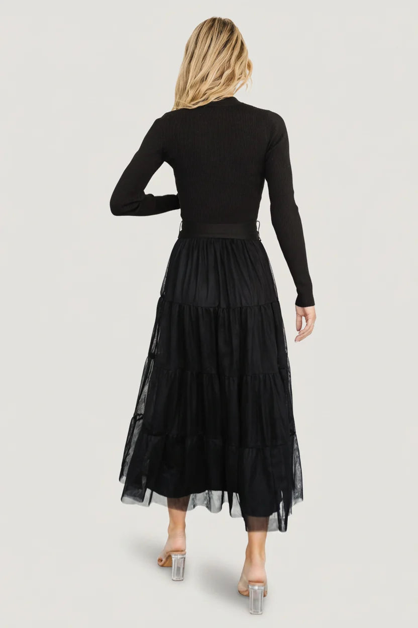 Demi Sweater Tulle Dress | Black