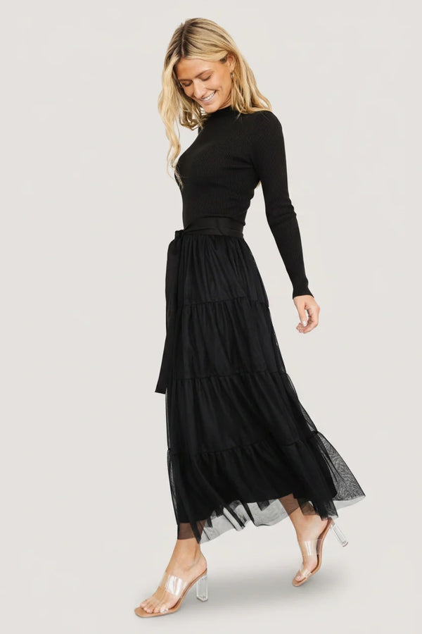 Demi Sweater Tulle Dress | Black
