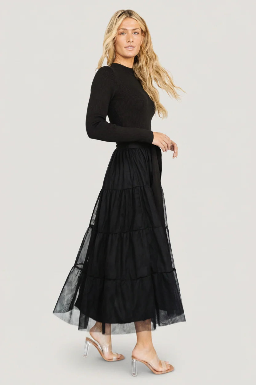 Demi Sweater Tulle Dress | Black