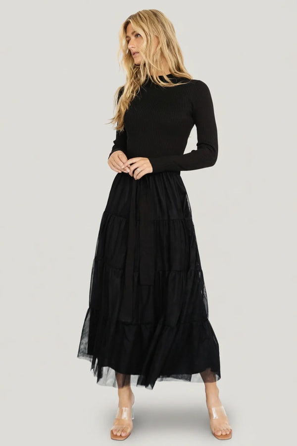 Demi Sweater Tulle Dress | Black