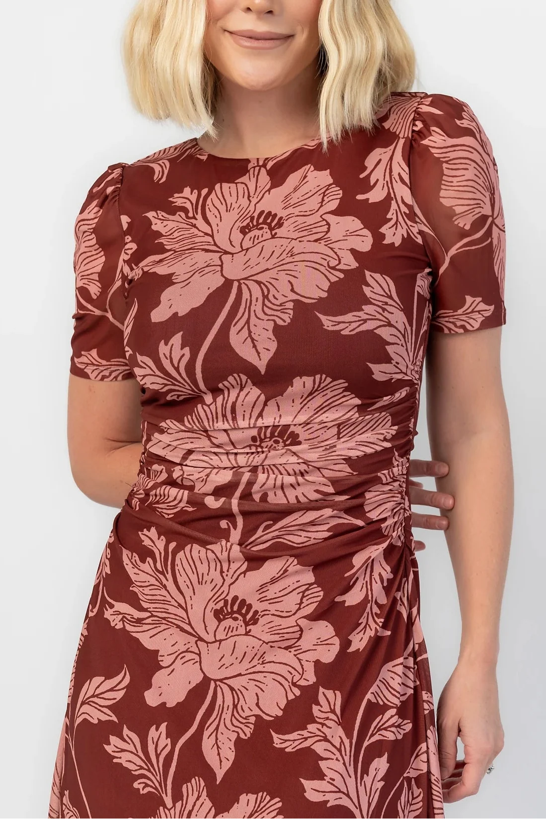 Demitra Mesh Maxi Dress | Marsala Floral Secondary image