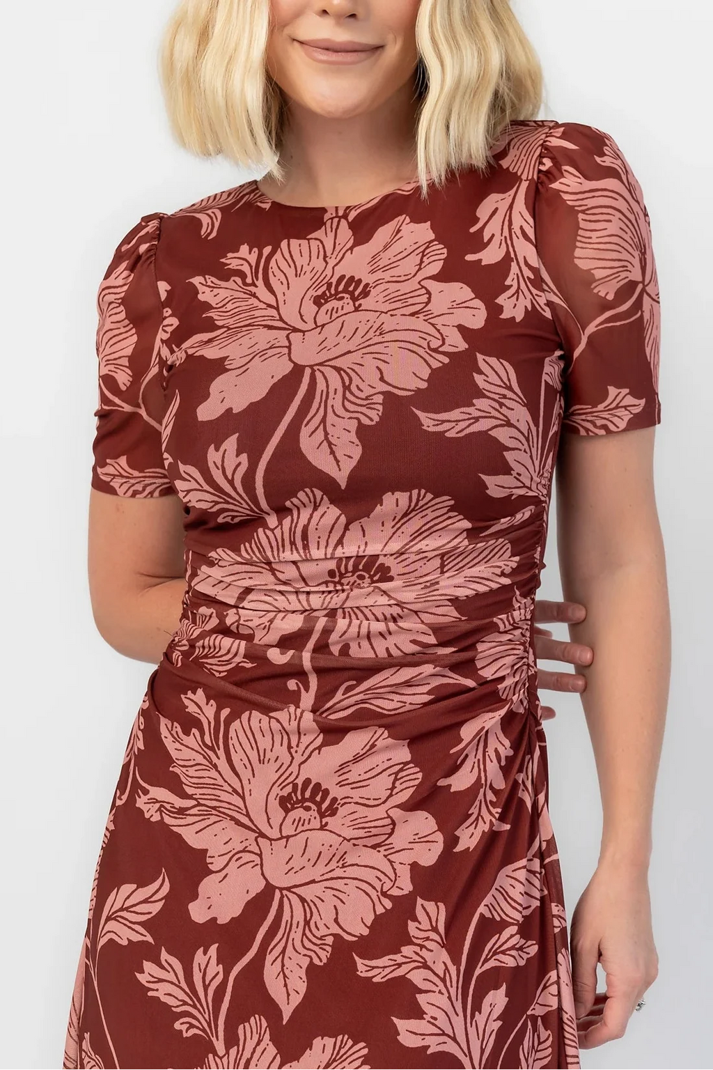 Demitra Mesh Maxi Dress | Marsala Floral