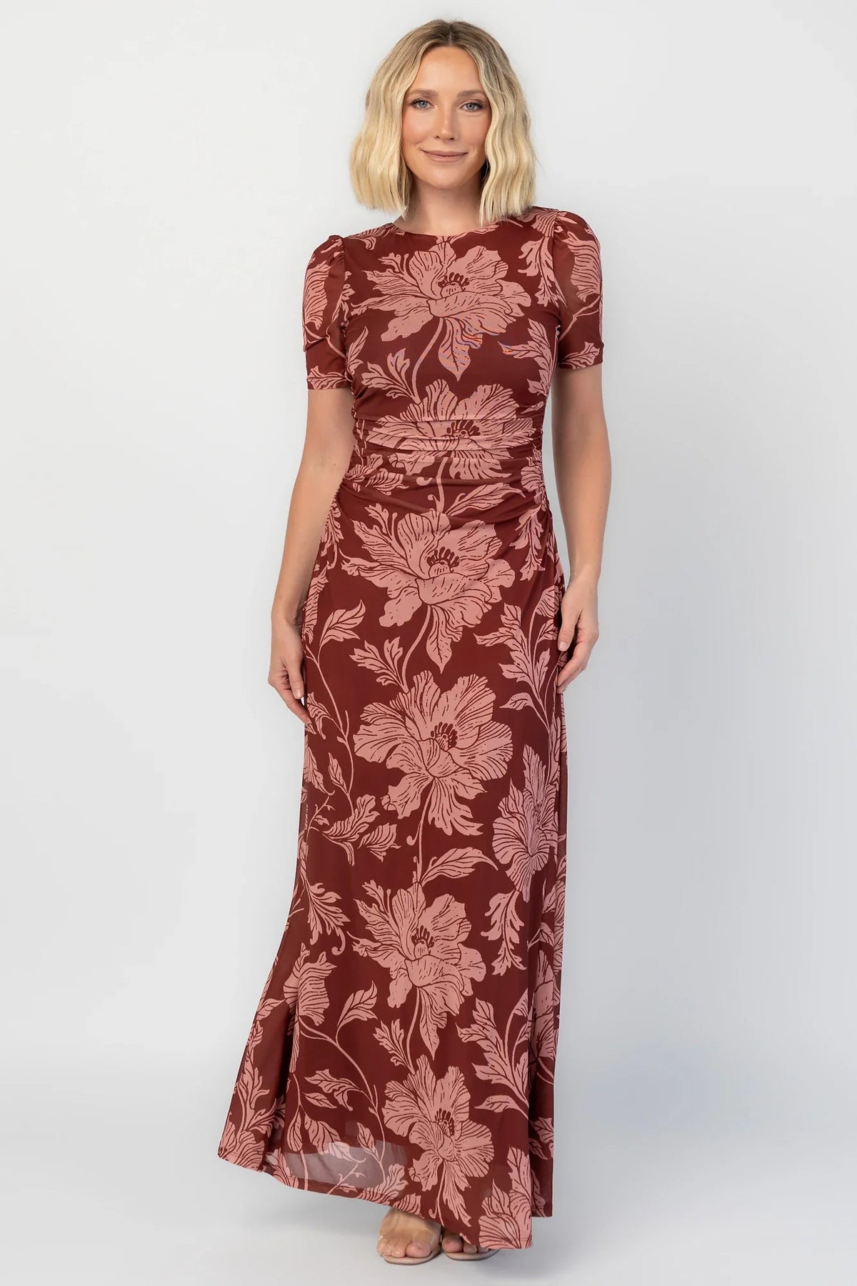 Demitra Mesh Maxi Dress | Marsala Floral Main image