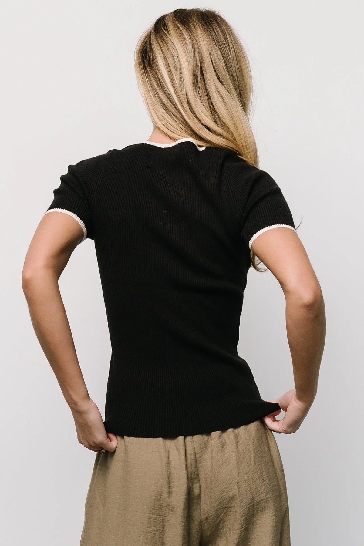 Dena Ribbed Top | Black + White