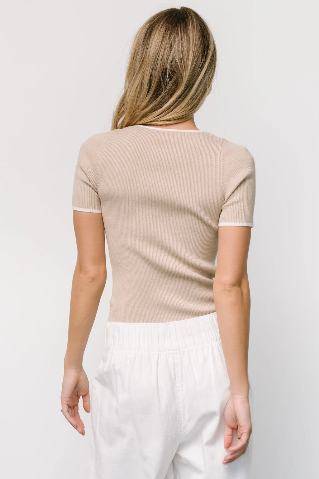 Dena Ribbed Top | Natural + Ivory