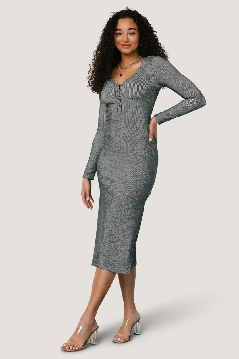 Denver Ribbed Midi Dress | Heathered Jade Main image