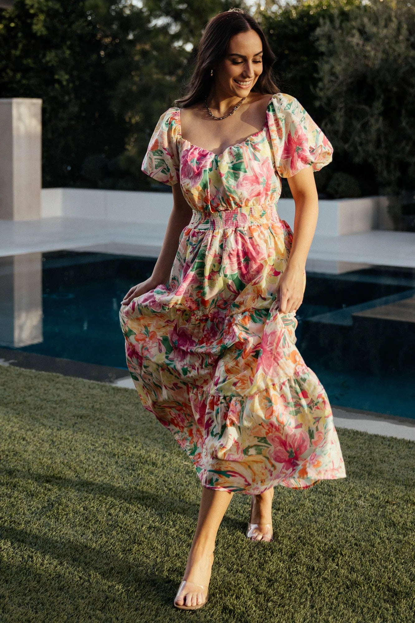 Denzel Puff Sleeve Midi Dress | Multi Floral Secondary image