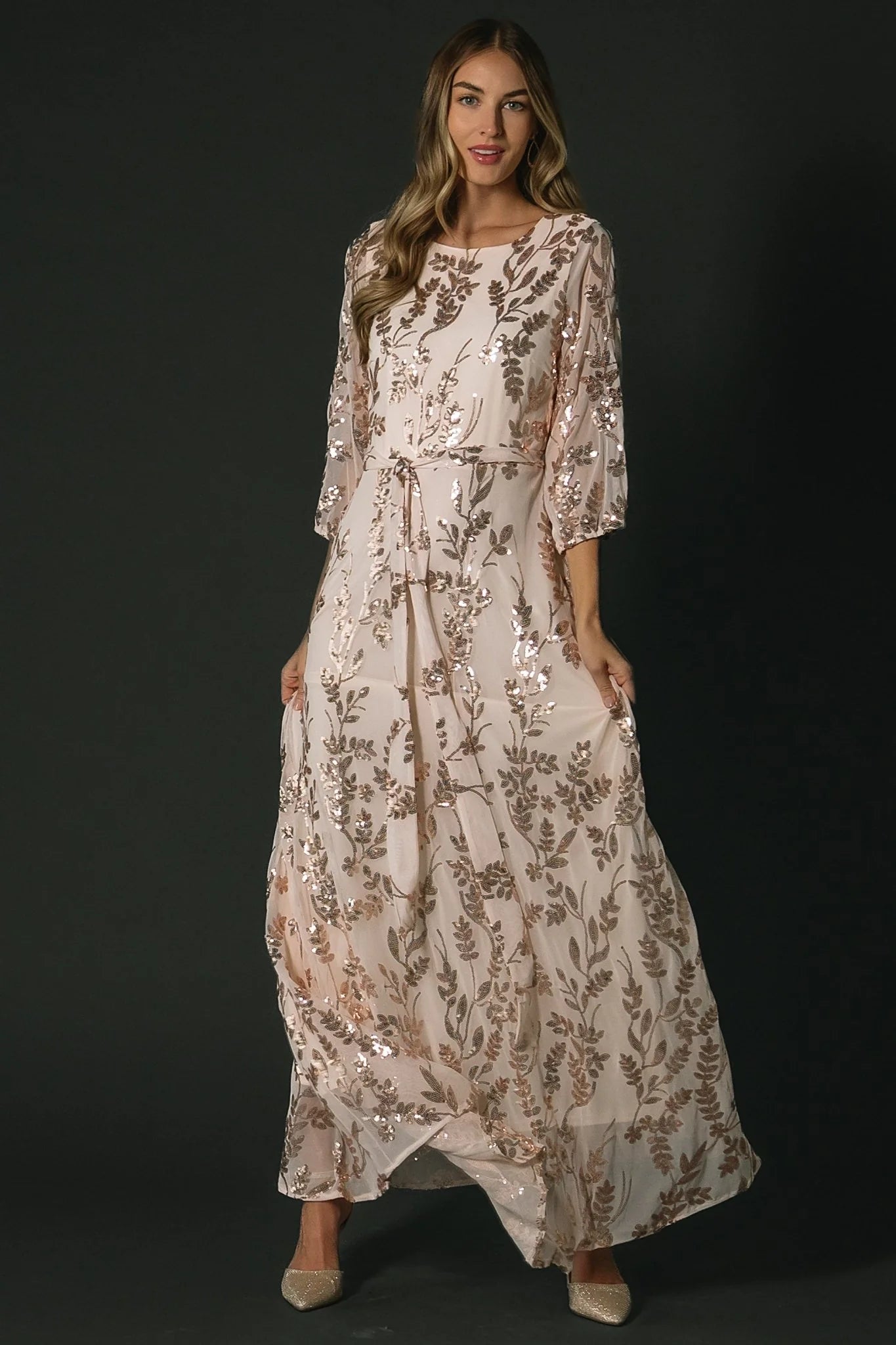 Destiny Sequin Maxi Dress | Rose Gold Secondary image