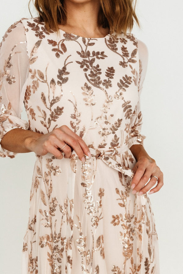 Destiny Sequin Maxi Dress | Rose Gold
